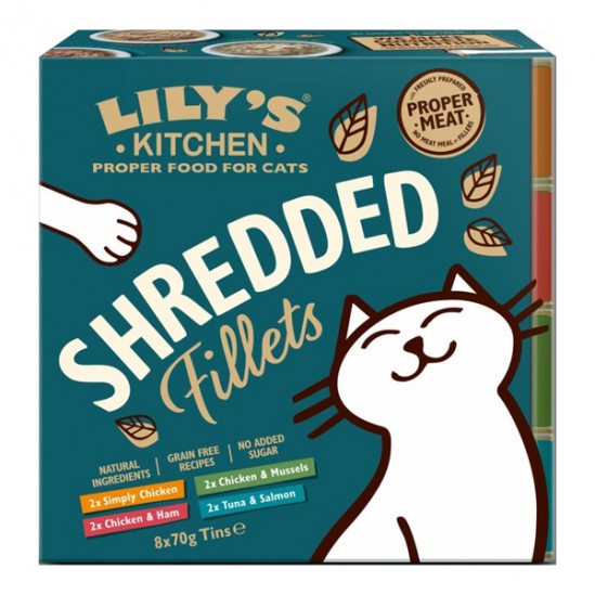 Lily's Kitchen Shredded Fillets multipack pour chat 8 x 70gr