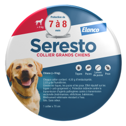 Seresto Collier Antiparasitaire Grands chiens +de 8kg boîte de 12 sachets